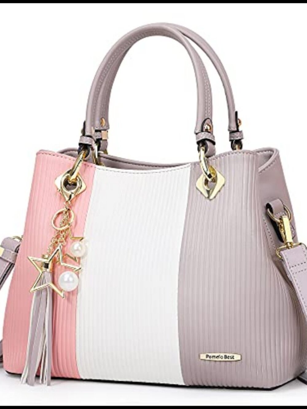 PU Leather Satchel Handbag with Multiple Pockets Adjustable Crossbody